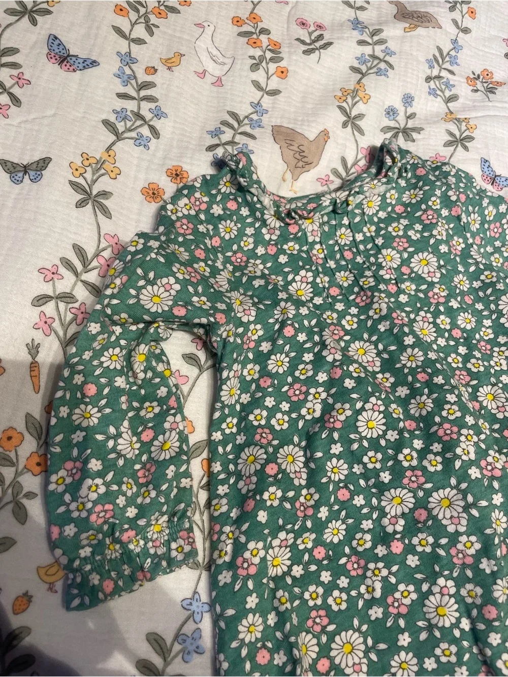 EUC Baby Boden Floral Dress and Tights 3-6 months